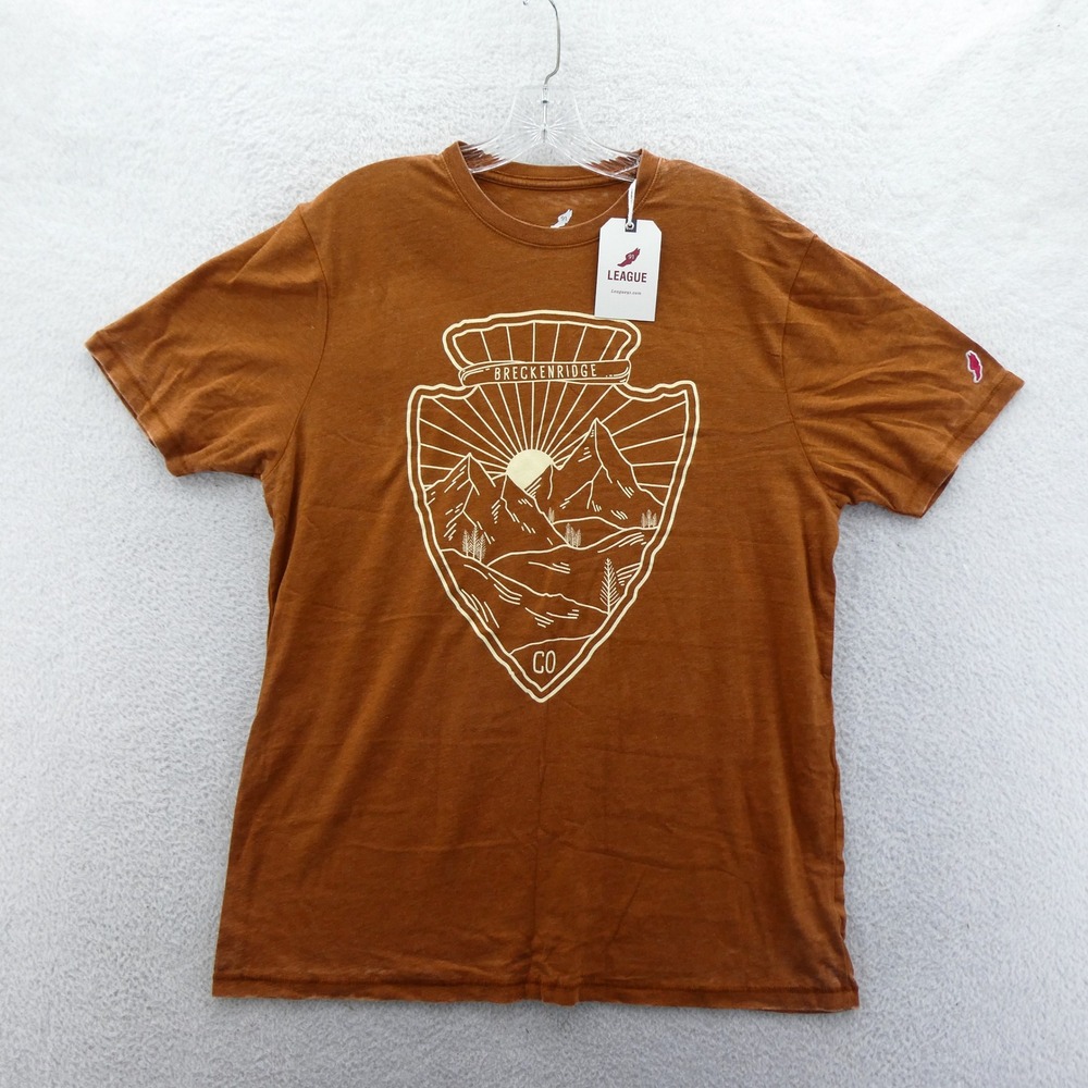 League T-Shirt Mens Large Breckenridge CO Arrowhead Burnt Orange Cotton Blend